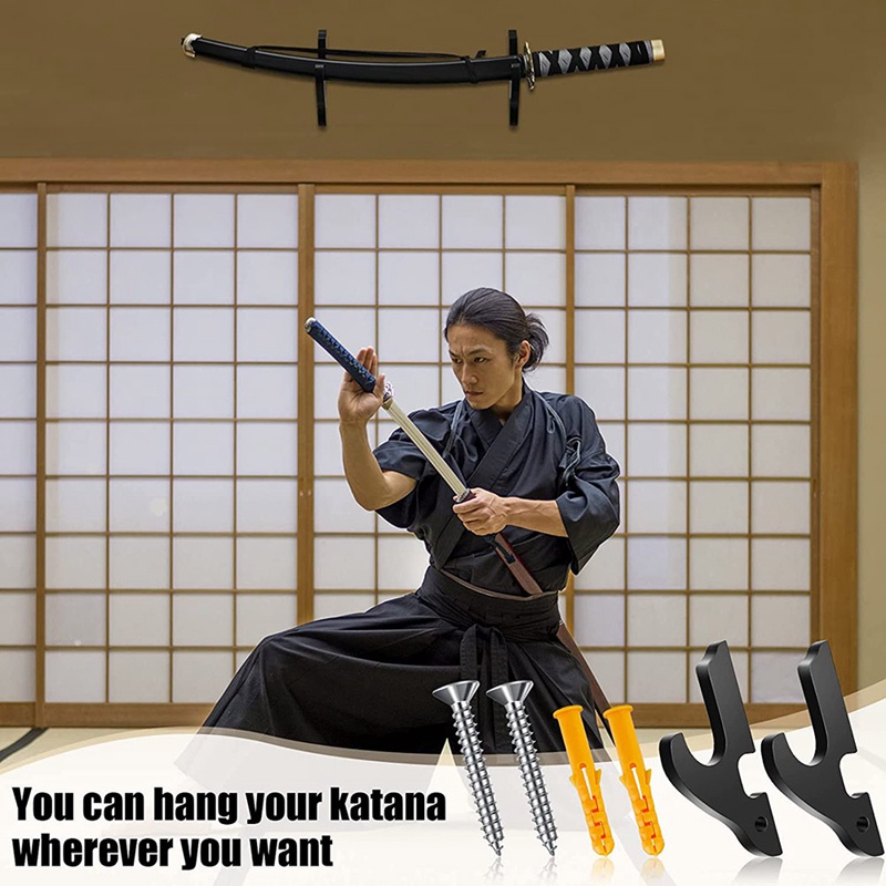 Set 4 Giá Đỡ Kiếm Treo Tường Bằng Gỗ Có Thể Điều Chỉnh Dùng Trưng Bày Võ Thuật Samurai
