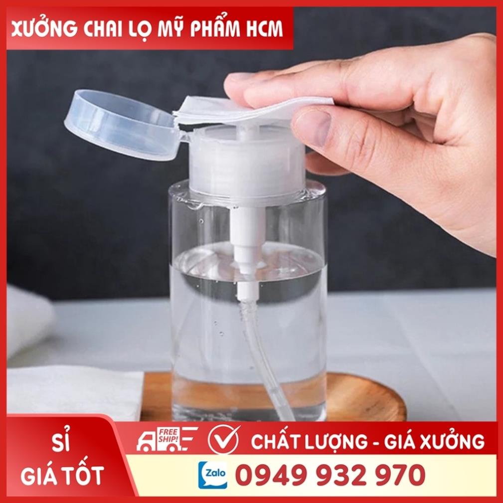 Lọ Chiết Mỹ Phẩm Toner Có Nút Nhấn Tiện Lợi.200Ml - Lọ Chiết Tẩy Trang - Chai Lọ Mỹ Phẩm
