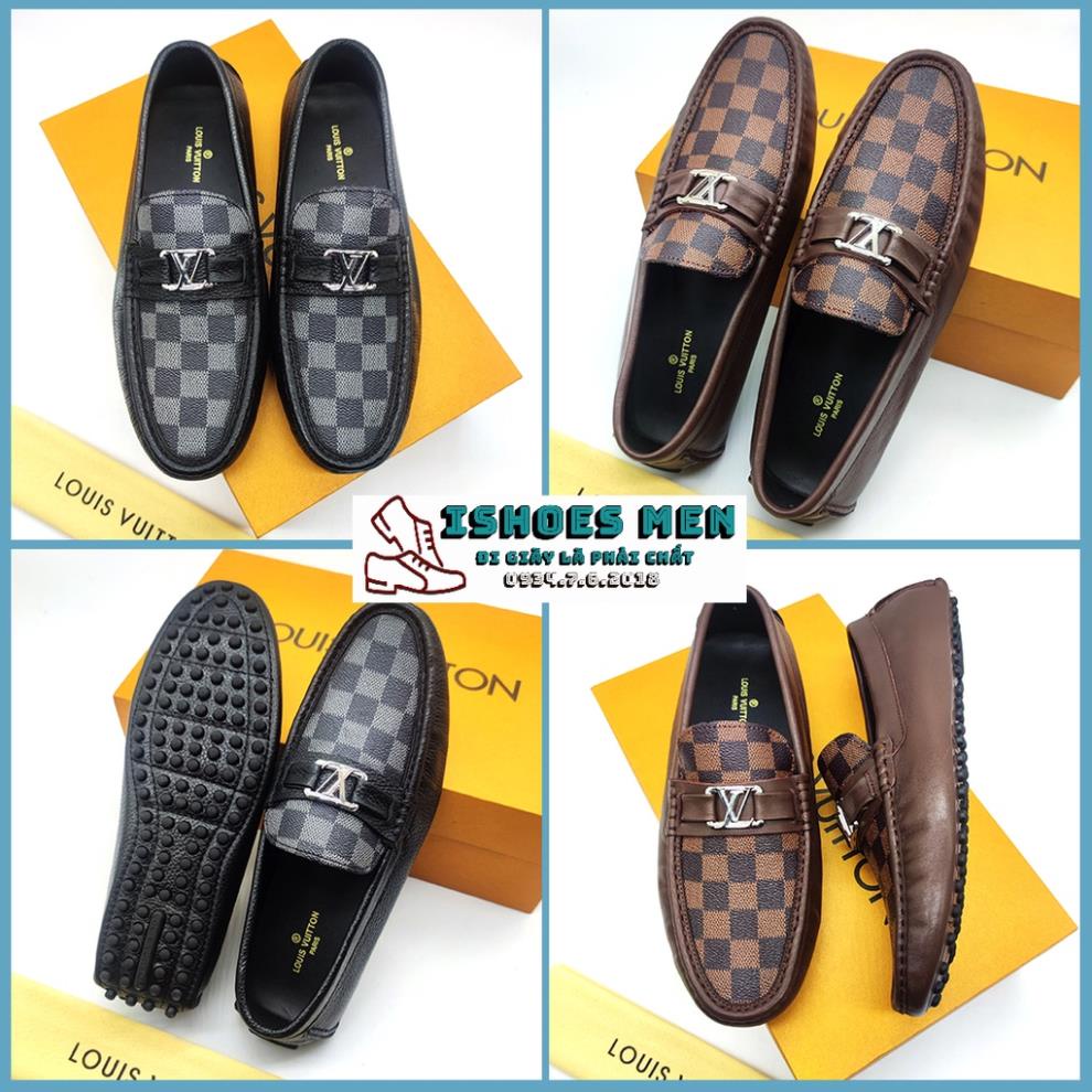 sale 12-12 Giày Lười Moca LV Nam Caro Thời Trang Cao Cấp Da Bò Xịn size 38-44 Nhập khẩu Full Box