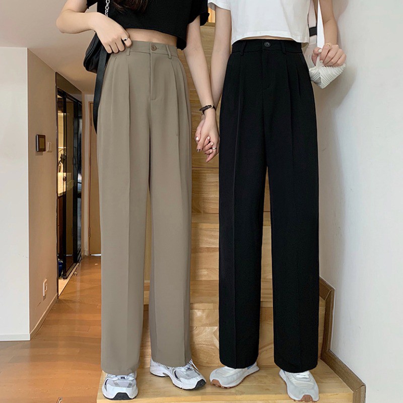 [Mã FAMARAL1 giảm 10K đơn 50K] Quần ống rộng suông khoá trước, Quần ống rộng culottes xuông dài 100cm