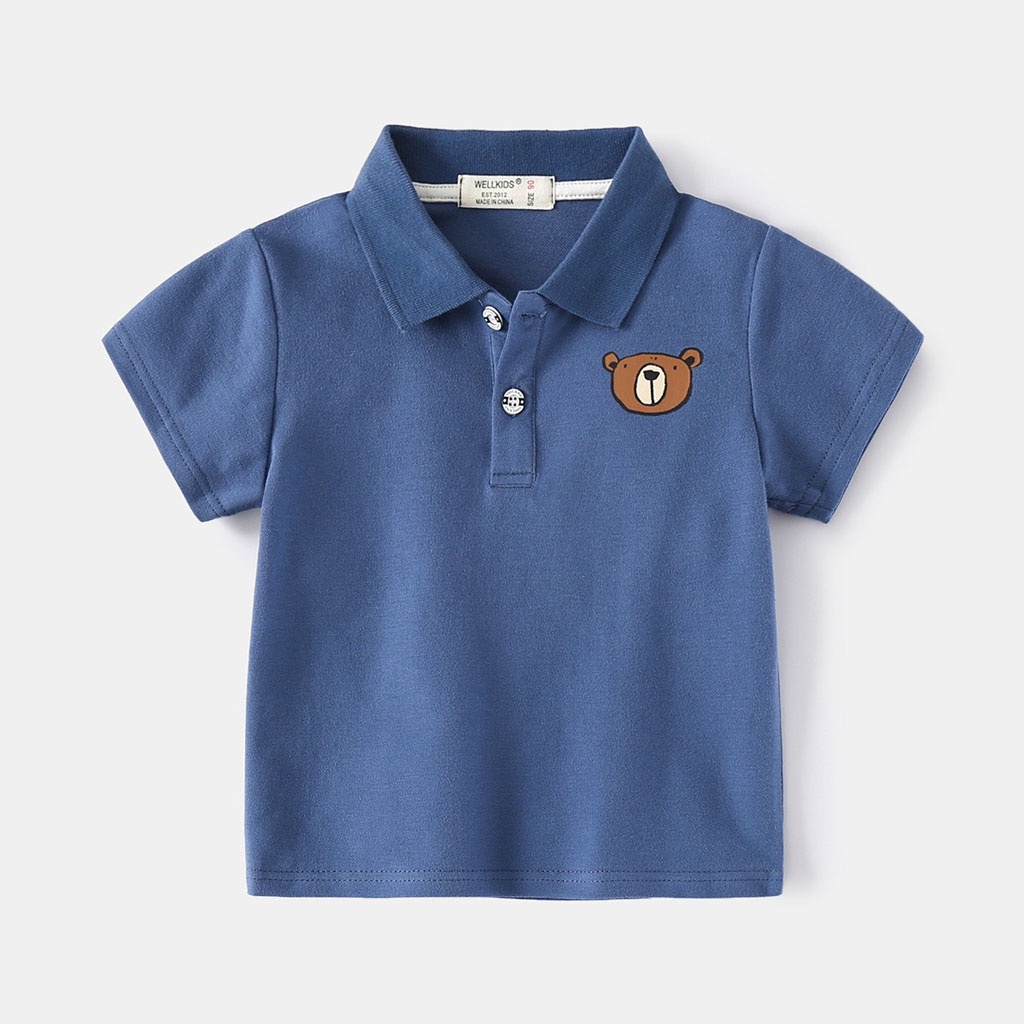 Áo Cộc Tay Bé Trai In Hình Gấu, Áo Polo Cho Bé Trai Chất Cotton Cực Mát Từ 6-18kg - LILA KIDS