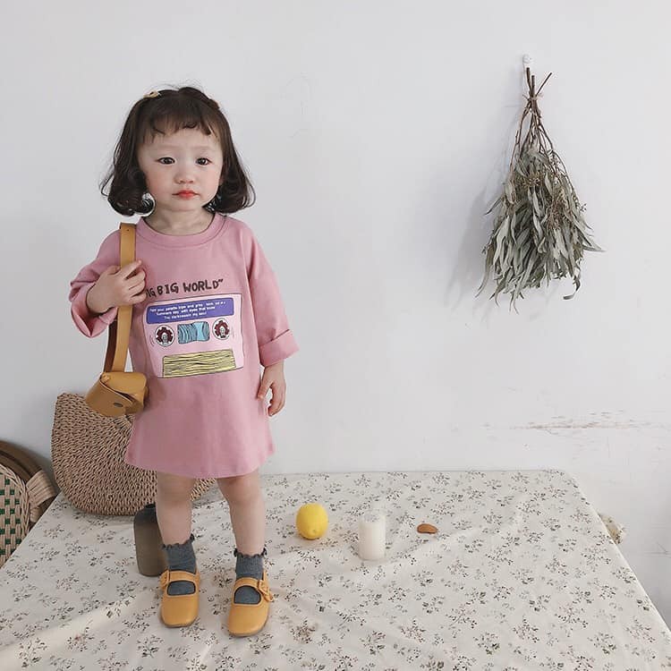 (Thanh lý)Áo váy dài tay Quảng Châu cotton lạnh bé gái