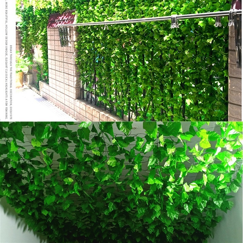 2.3m Artificial Plants Creeper Grape Green Leaf Ivy Vine Garland for Home Garden Party Wedding Wall Decor Rattan String