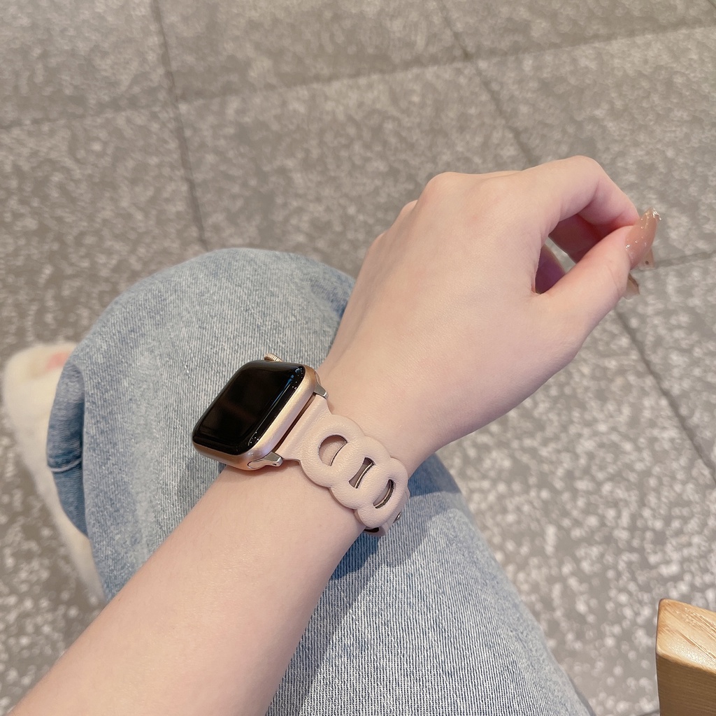Dây Đeo Da 2022 44mm 40mm 42mm 38mm 45 mm 41mm iWatch 3 4 5 SE 6 7