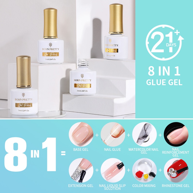 Sơn móng tay gel uv UR SUGAR 8 trong 1 trong suốt 7ml