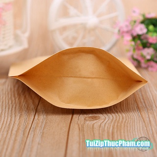 100 cái 9x14+3cm Túi zip giấy Kraft cửa sổ tràn viền nhỏ phủ PET CPP chống nước chuyên đựng thực phẩm có nhận in logo