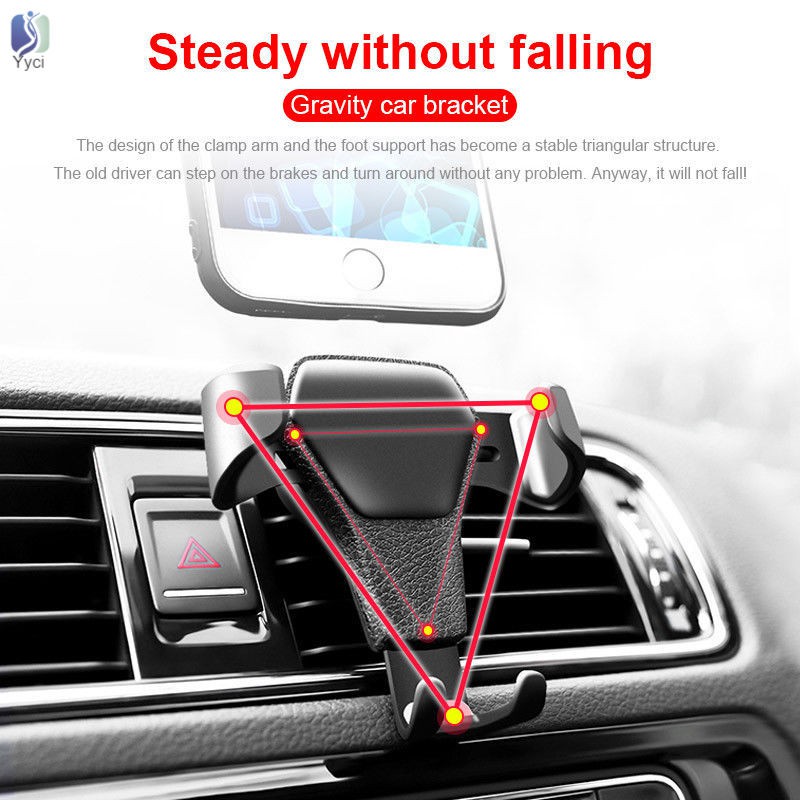 Yy Gravity Car Phone Bracket Air Vent Mount Cradle Holder Universal for Mobile GPS @VN