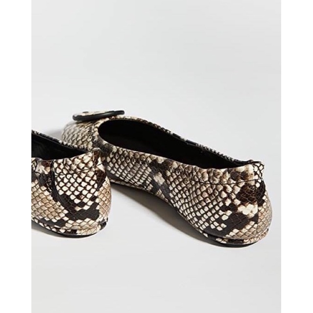 Tory Burch Minnie Snakeskin-Embossed Leather Ballet Flats