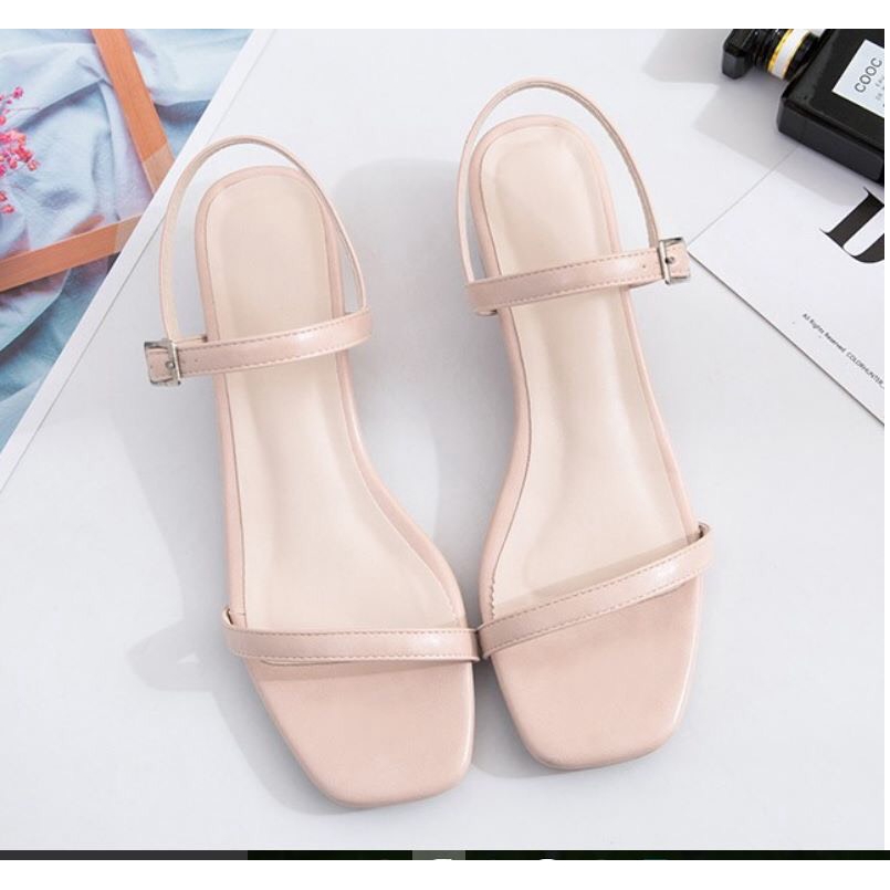 Sandal quai mảnh thiết kế gót 3p