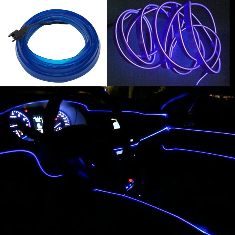 Dải Đèn Led Trang Trí Nội Thất Xe Hơi Linh Hoạt Màu Xanh Dương Đỏ Tím Hồng Tím Cắm Và Chơi