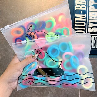 Set 100 / 50 Dây Cột Tóc Co Giãn Nhiều Màu Dễ Thương Cho Bé Gái