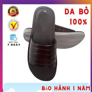 Dép Da Nam Da Bò, Dép Nam Quai Ngang Da Bò Thật Cao Cấp HKT Shop DN298
