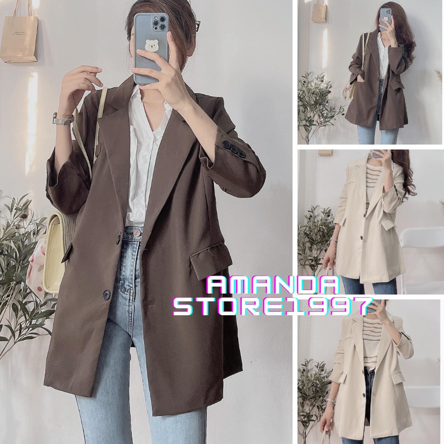 Áo blazer 2 lớp ảnh thật shop tự chụp/video thật, áo blazer khoác suông- AmandaStore