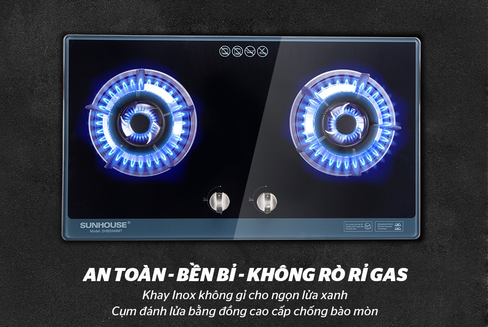 Bếp gas âm Sunhouse SHB5548MT mới , tiết kiệm gas, có Đầu hâm Dễ vệ sinh, Đánh lửa IC nhanh, nhẹ