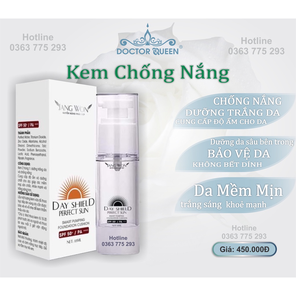 KEM CHỐNG NẮNG DOCTORQUEEN (lên 2-3 tông,ko bết dính,ko bờ,mướt mịn da,có chỉ số chống nắng cao)