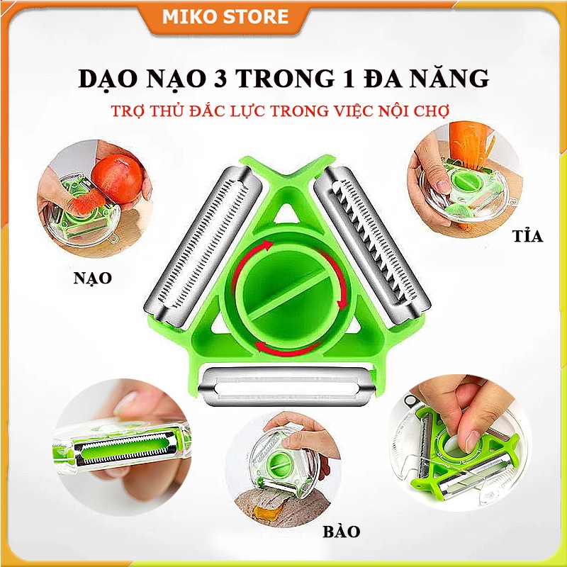 NẠO GỌT RAU CỦ QUẢ 3 TRONG 1 NẠO RAU CỦ QUẢ TẠO HÌNH ĐA NĂNG SIÊU SẮC, BỀN ĐẸP