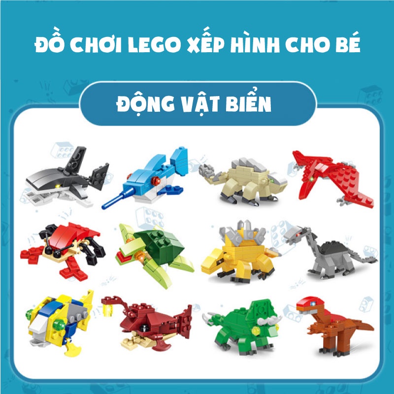 Đồ chơi giáo dục xếp hình lắp ráp động vật biển, động vật rừng mini cho bé chất liệu an toàn