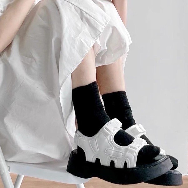 Giày Sandal Ulzzang đế bánh mì cao 4.5cm Retro Janpan cool ngầu