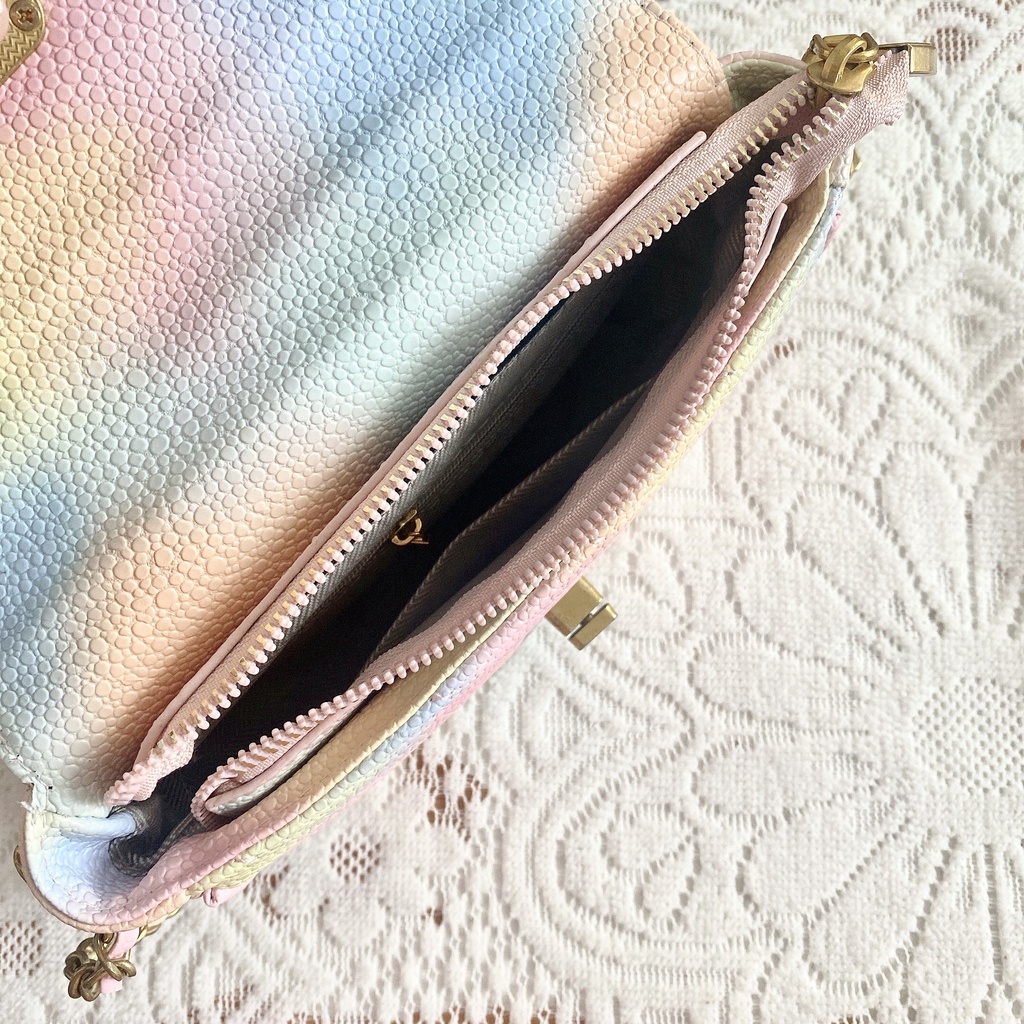 Faya - Túi xách T1156 dáng bầu ombre cầu vồng dây châu sang trọng