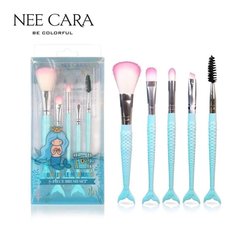 Set 5 cọ Neecara phiên bản tiên cá lông mềm mịn ăn phấn