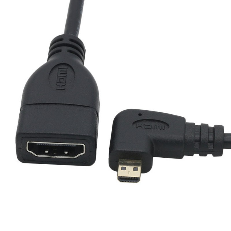 2PCS HDMI Adapter Cable 90 Degree Angle Elbow Micro-HDMI Male to HDMI