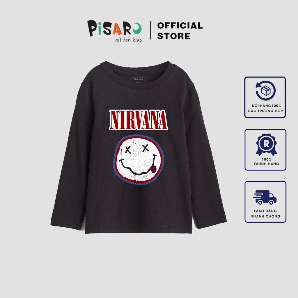 Áo thun dài tay bé trai bé gái Pisaro Kids vải cotton mềm mịn, áo phông thu đông cho bé