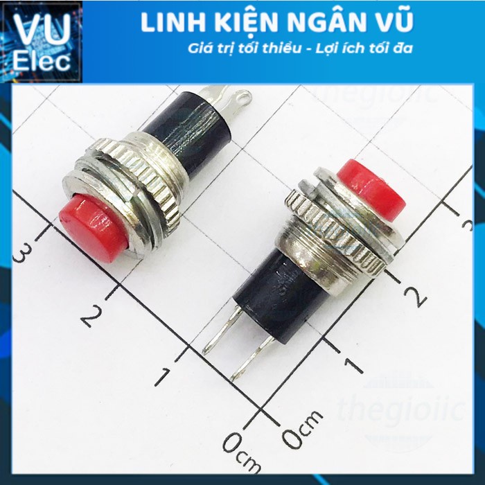 Nút Nhấn Đề 10MM DS-316 Ren Dưới Núm Đỏ, Xanh