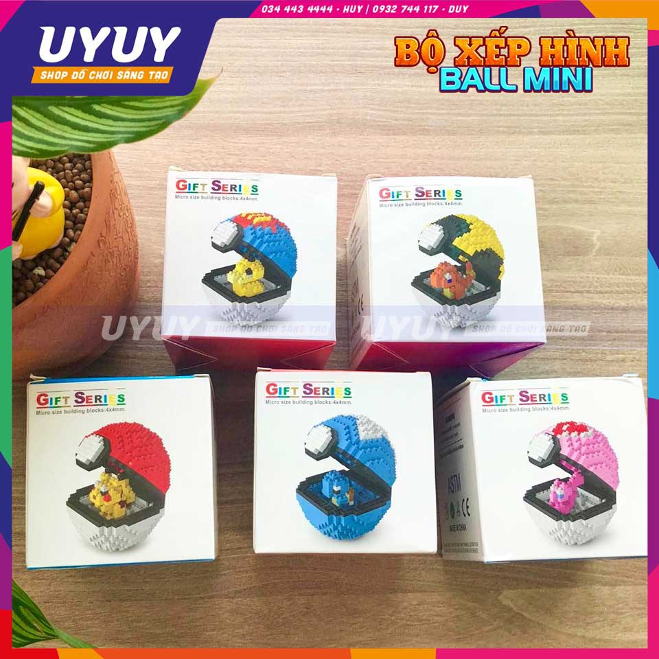 Bộ Xếp Hình Quả Cầu Pokemon ✨Sáng Tạo chi tiết đẹp, có hướng dẫn dễ lắp ráp