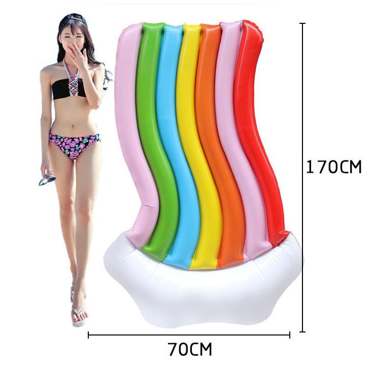 Phao bơm hơi khổng lồ bằng PVC màu cầu vồng vui chơi bãi biển hồ bơi kỳ nghỉ mùa hè