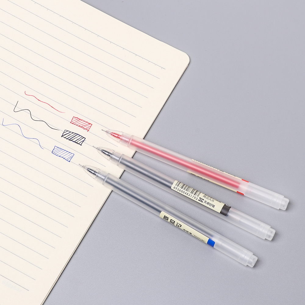 Muji Bút Bi Mực Đen Đỏ Trong Suốt