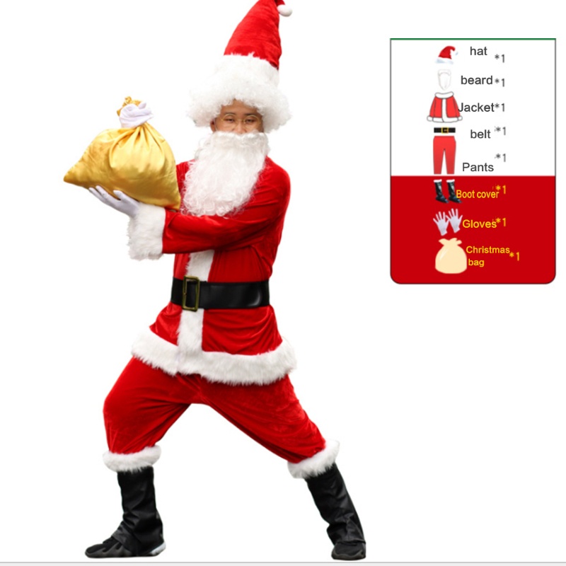 Bộ Trang Phục Hóa Trang Ông Già Noel Với Râu Dài Giả Bằng Nhung Giả Cho Nam