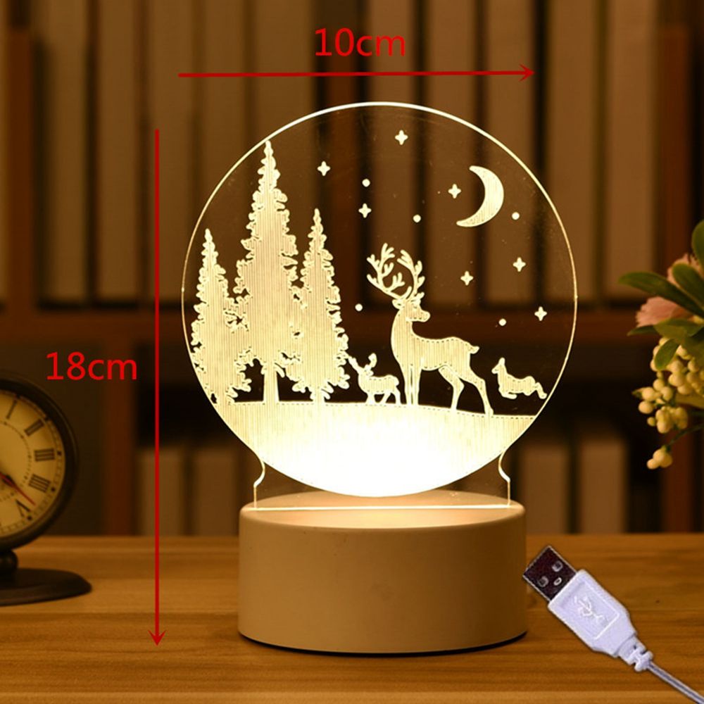 Đèn LED tạo hình sừng hươu 3D bằng acrylic để bàn trang trí Giáng Sinh