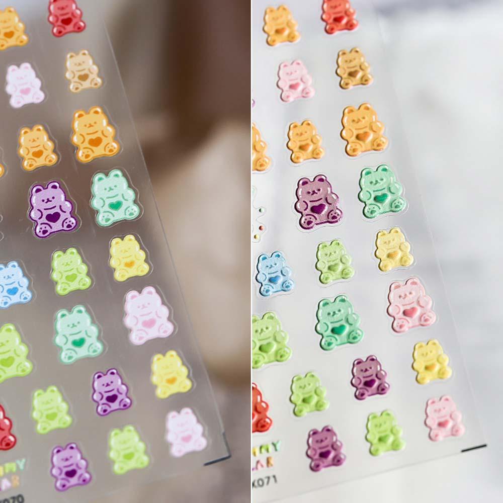 Miếng Dán Trang Trí Móng Tay 5D Siêu Mỏng Hình Gấu Gummy DIY