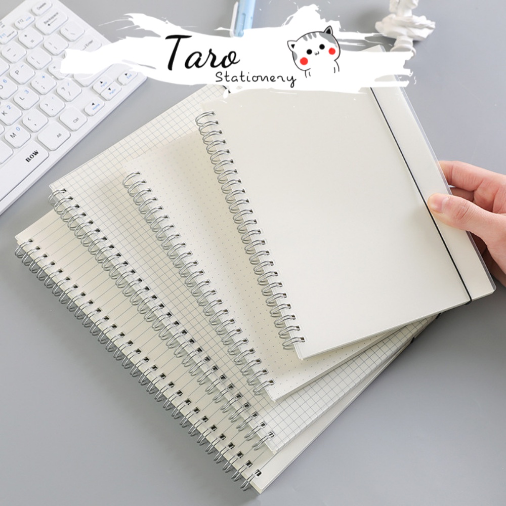 Sổ lò xo bìa trong suốt kèm sẵn giấy A5 B5 A6 Taro Stationery