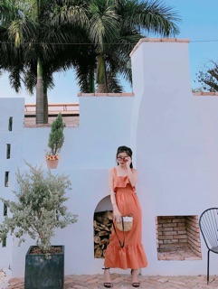 Đầm maxi bèo nơ lưng sale 150k