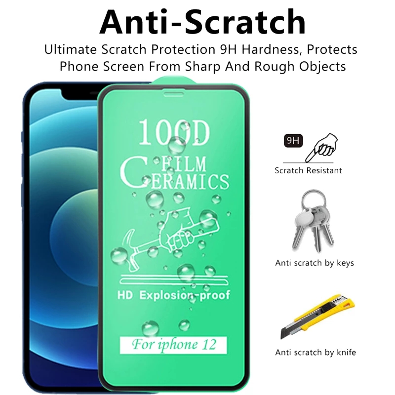 Ốp Điện Thoại Kính Cường Lực Mềm Bảo Vệ Toàn Diện Cho iPhone 14 13 12 11 Pro X XR XS Max 8 7 6 6s 14 Plus