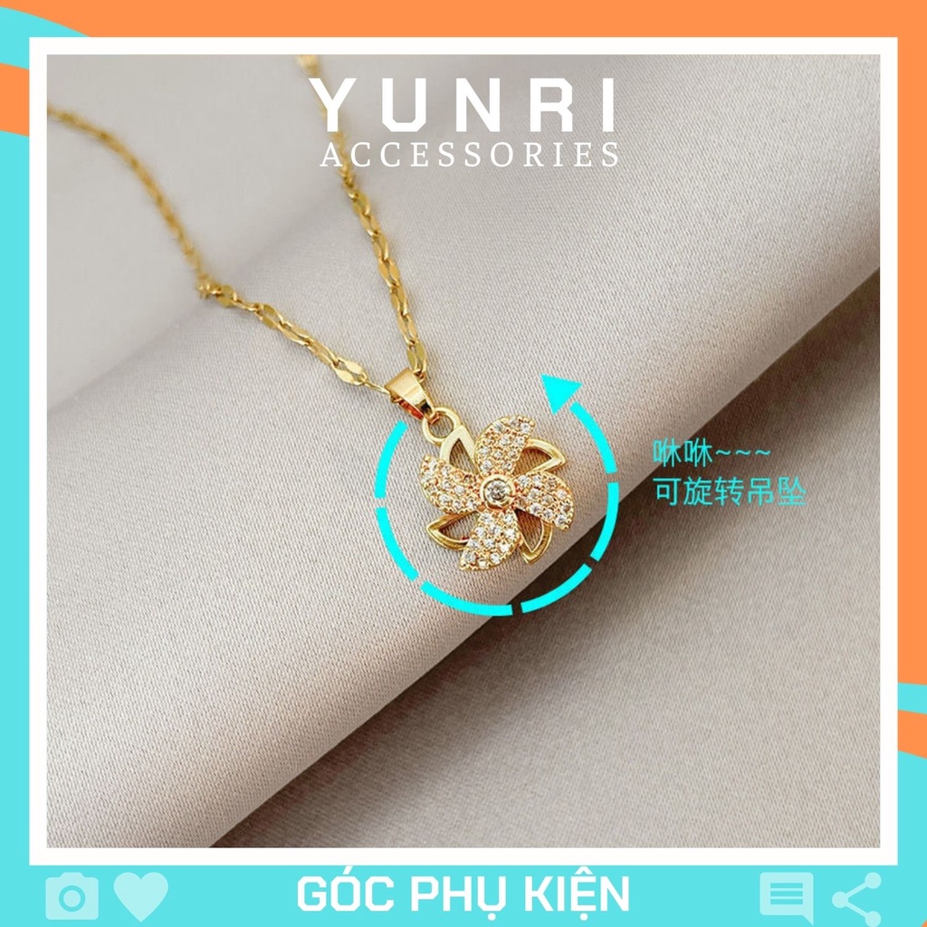 Dây chuyền nữ titan đính đá thiết kế mặt xoay chong chóng phụ kiện trag sức YUNRI ACCESSORIES