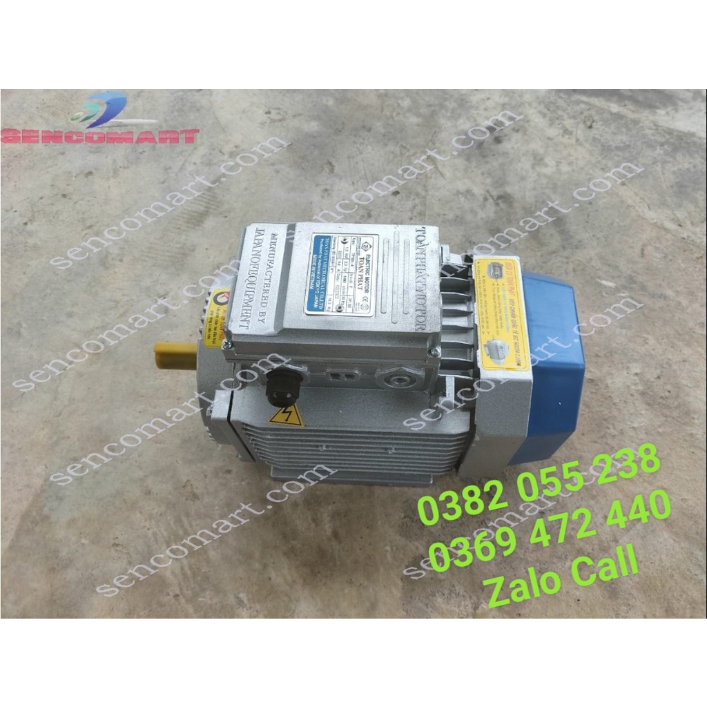 Động cơ mô tơ điện 220v Toàn Phát 1,1kw  tốc chậm 1400v/p, dây đồng, đường kính trục 24mm