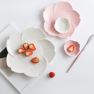 Đĩa sứ hình cánh hoa anh đào, bát decor trang trí, bát cánh hoa, đồ dùng bàn ăn