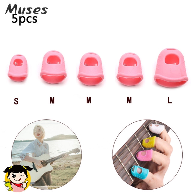 Set 5 nắp Silicone nhiều màu đeo bảo vệ đầu ngón tay tiện dụng chơi đàn ghi ta