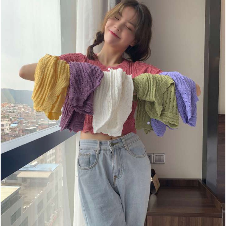 Áo Khoác Cardigan Màu Trơn Gợn Sóng Thời Trang | BigBuy360 - bigbuy360.vn