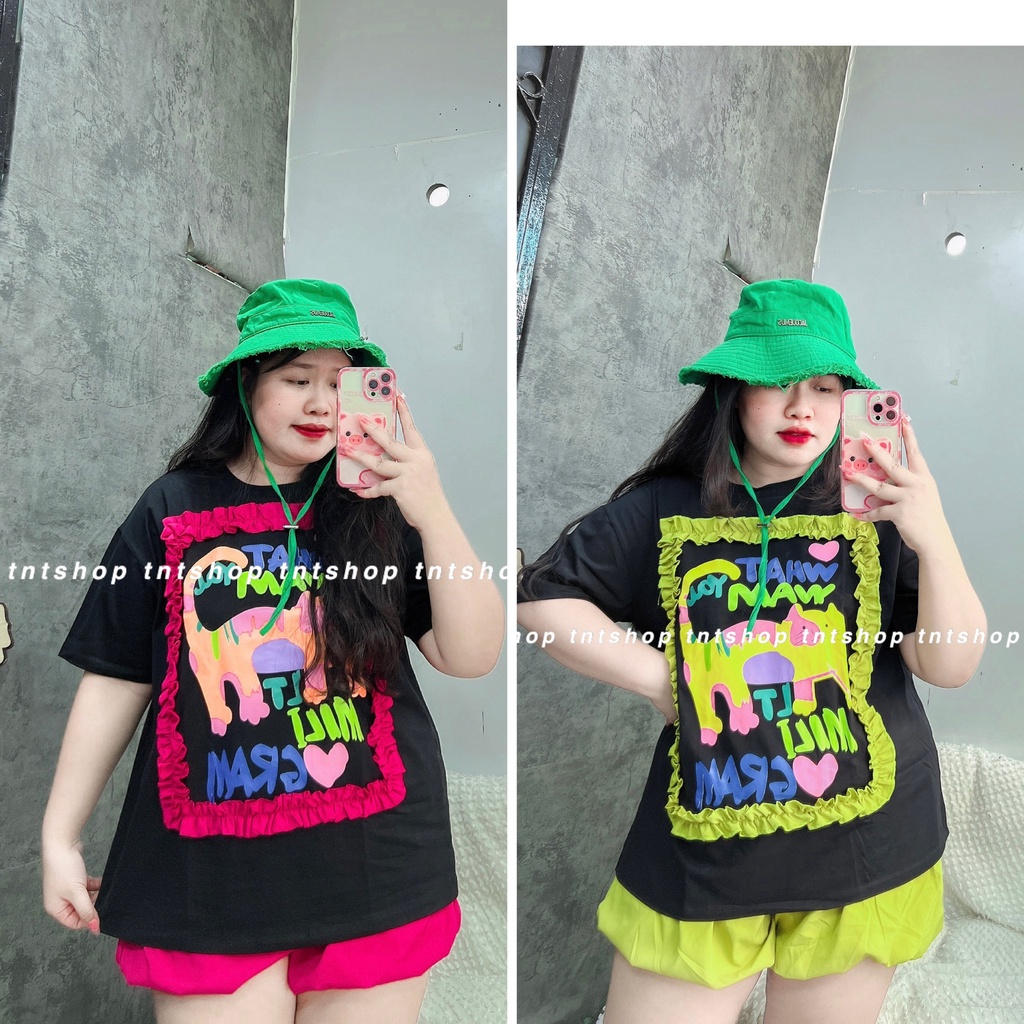 SET ÁO THUN MÈO REN+QUẦN BÍ [ TNT SHOP BIGSIZE 60KG 90KG ]