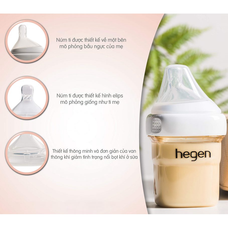 Bình sữa cho bé HEGEN PPSU 150ml núm số 1, bình sữa trẻ em chính hãng 1m+, Monnie Kids