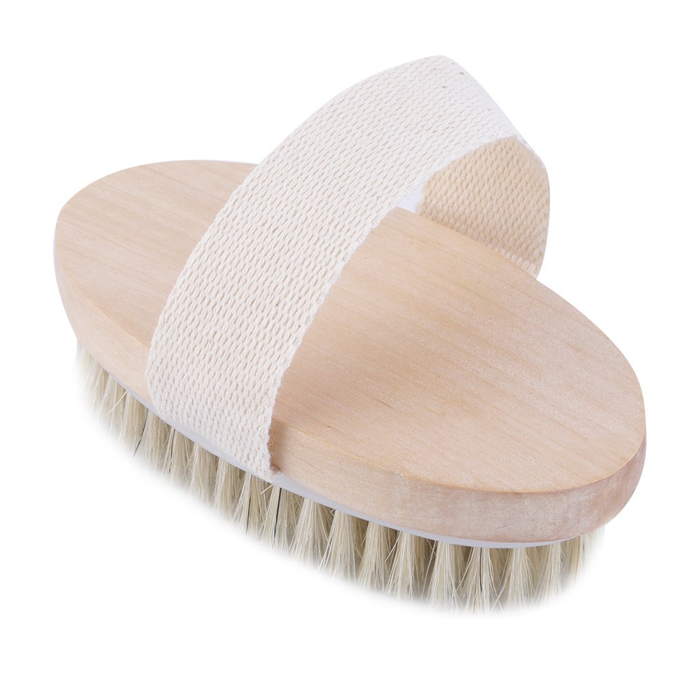 [Hàng mới về] Bàn chải chà massage cơ thể lông mềm thật cho spa và tại nhà