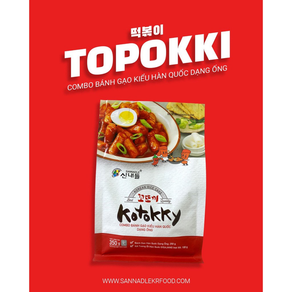SET 2 gói bánh gạo Topokki truyền thống ( Kèm Sốt) , mỗi gói 350g