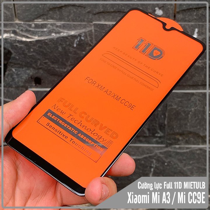 Kính cường lực 11D Xiaomi Mi A3 / Mi CC9E Full viền Đen MIETUBL