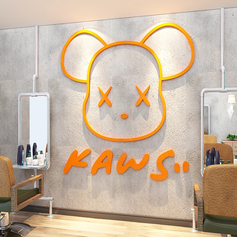 Tranh mica dán tường mặt Kaws siêu ngầu, trang trí quán ăn, shop thời trang, spa làm đẹp