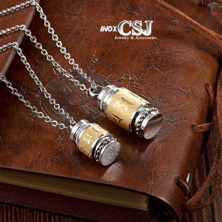 MẶT DÂY CHUYỀN TITAN UM MANI PADME HUM HÌNH TRỤ MD180