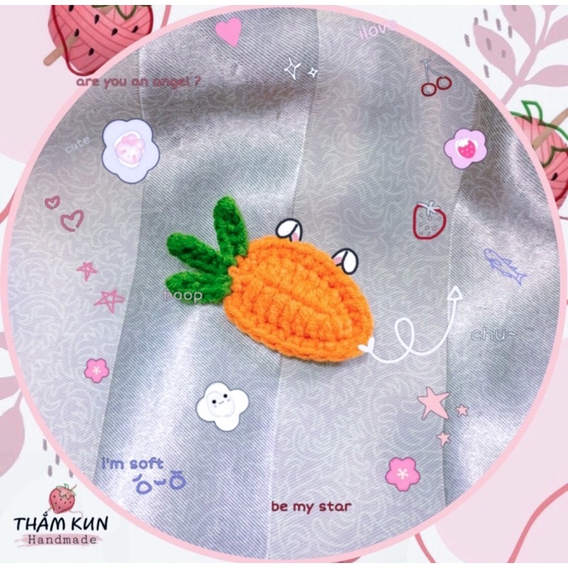 Kẹp tóc cà rốt handmade, móc len tự làm