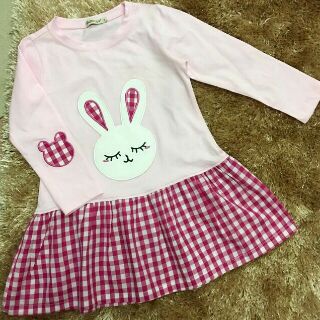 Váy bé gái cotton thêu thỏ